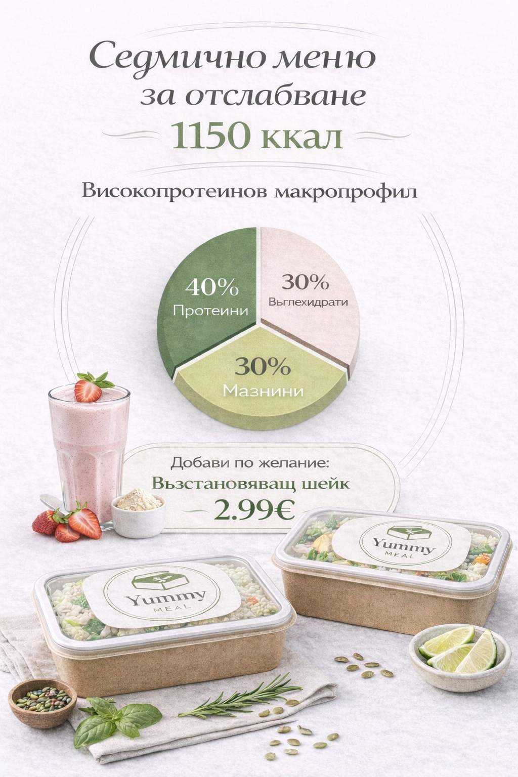 Седмично целодневно меню за отслабване 1150 калории